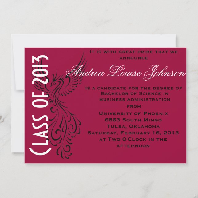 Invitación de Graduación Phoenix (Anverso)