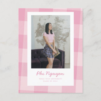 Invitación de graduación plana de grado rosa