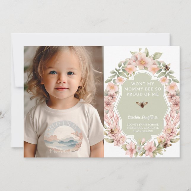 Invitación de graduación preescolar de Mommy Bee P (Anverso)