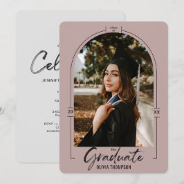 Invitación de graduación púrpura de Arco Moderno y