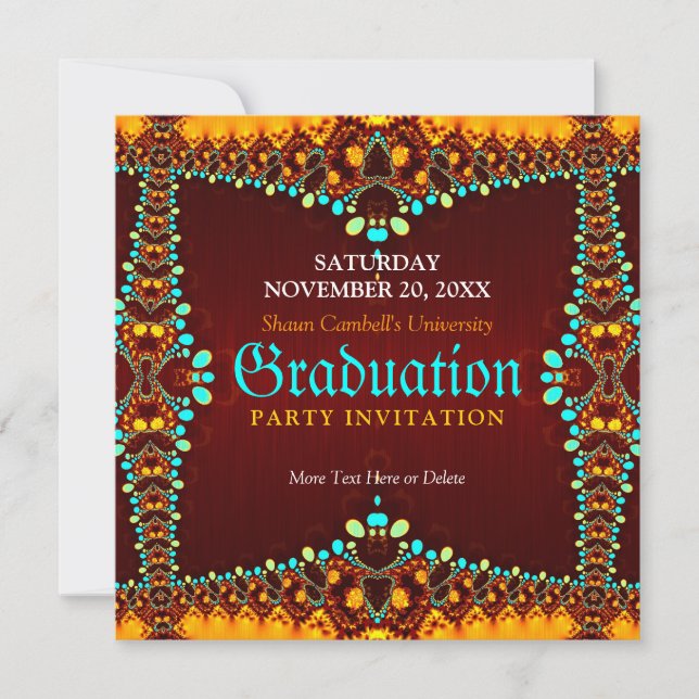 Invitación de graduación real fractal (Anverso)