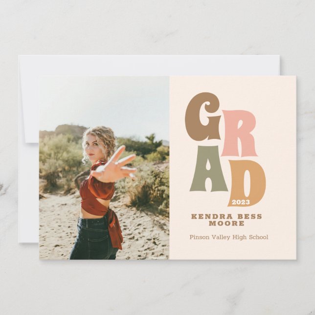 Invitación De Graduación Retro Con Foto (Anverso)