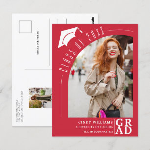 Invitación de Graduación Roja de Foto Arco Moderno