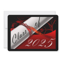 Invitación de graduación roja y negra