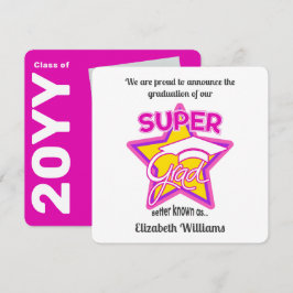 Invitación de graduación rosa de súper grado edita