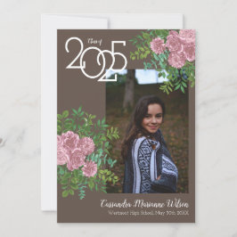 Invitación de Graduación Rosa Rosa Vintage Brown