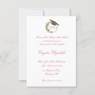 Invitación de graduación rosada