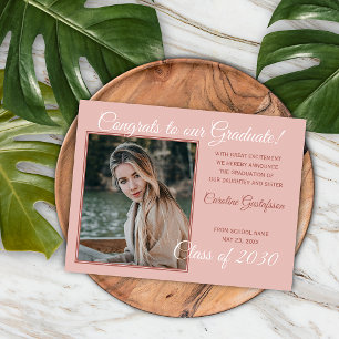 Invitación de graduación rosada de Rubor Rosa polv