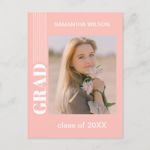 Invitación de graduación rosada del Rosa Rubor min