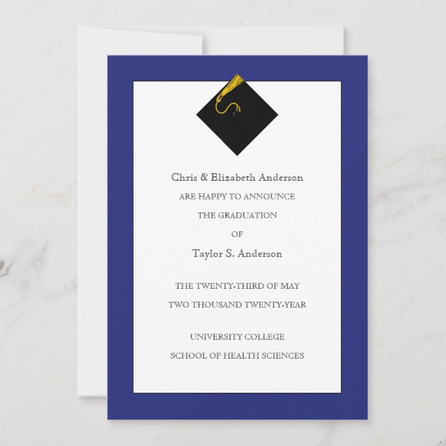 Invitación de graduación Royal Blue (Anverso)