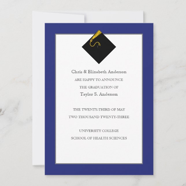 Invitación de graduación Royal Blue (Anverso)