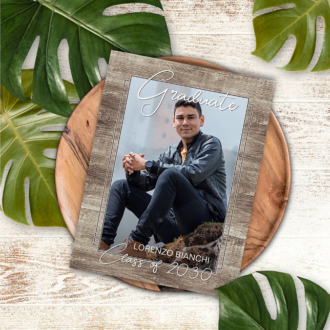 Invitación de Graduación Rústica Vintage de Woodgr (Subido por el creador)