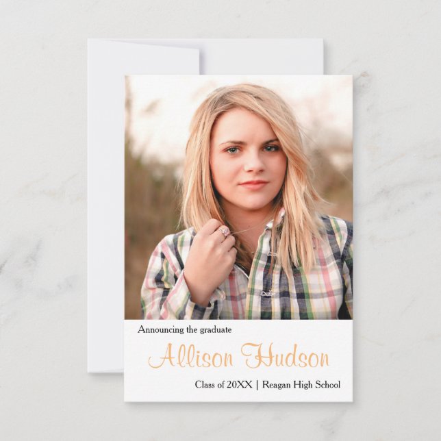 Invitación de graduación simple fotográfica 3x5 (Anverso)
