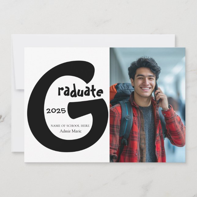 Invitación de graduación simple y elegante (Anverso)