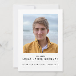 Invitación de graduación simple y elegante con fot