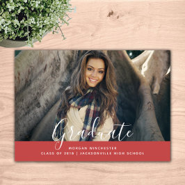 Invitación de graduación simple y elegante | Rojo