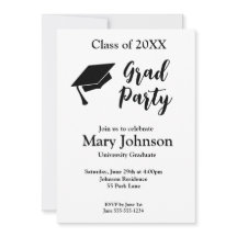 Invitación de graduación simple y moderna en blanc
