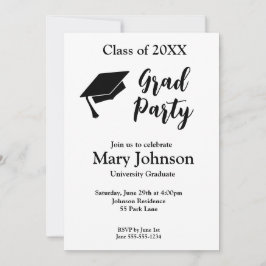 Invitación de graduación simple y moderna en blanc