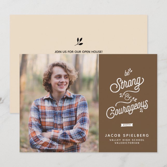 Invitación de graduación sólida y valiente (Anverso / Reverso)