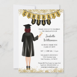 Invitación de Graduación Única Cabello Rojo