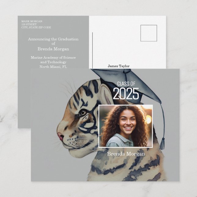 Invitación de graduación única con foto (Anverso / Reverso)