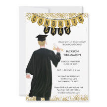 Invitación de graduación única masculino cabello r