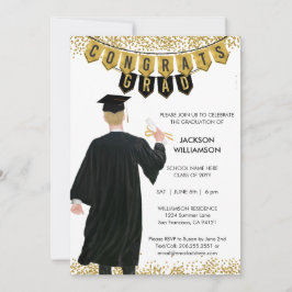 Invitación de graduación única masculino cabello r