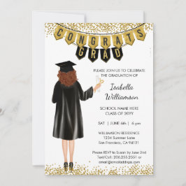 Invitación de graduación única pelo rojo