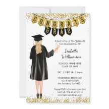 Invitación de graduación única pelo rubio