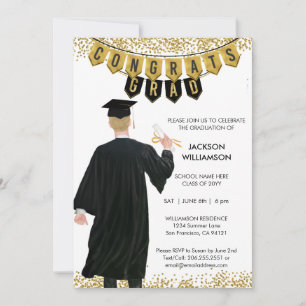 Invitación de graduación única pelo rubio macho