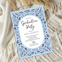 Invitación de graduación universitaria azul