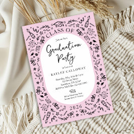 Invitación de graduación universitaria rosa