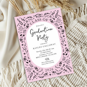 Invitación de graduación universitaria rosa