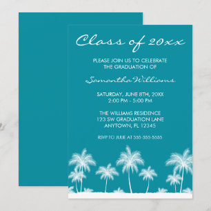 Invitación de graduación Verde azulada de palmeras