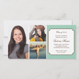 invitación de graduación verde azulada preppy de p