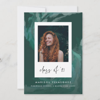 Invitación de graduación verde oleada pintada