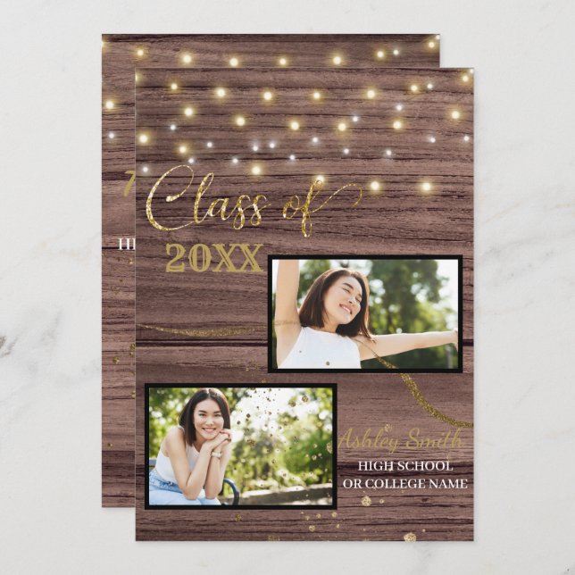 invitación de graduación vintage (Anverso / Reverso)