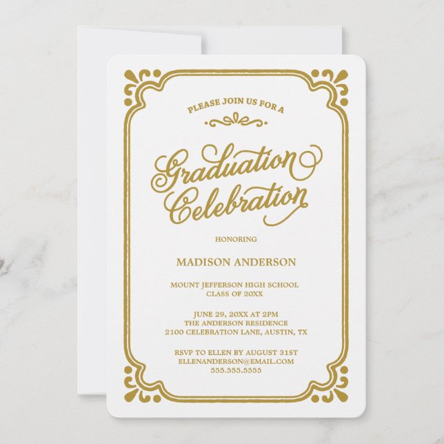 Invitación de graduación Vintage Country (Anverso)