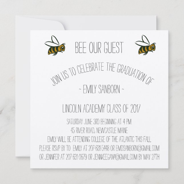 Invitación de graduación y tema de invitación de F (Anverso)