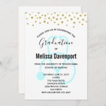 Invitación de graduada de enfermería azul pastel e