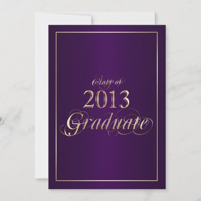 Invitación de Graduado 2013 Morado y Dorado con Cl (Anverso)