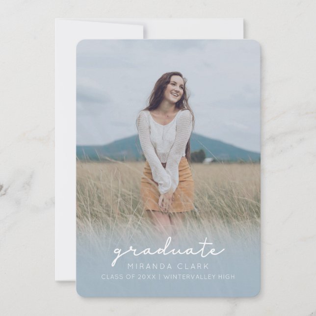 Invitación de graduado azul claro (Anverso)