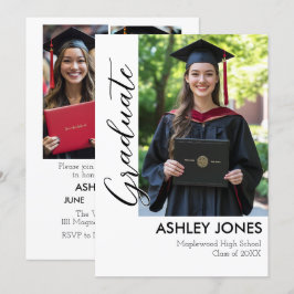 Invitación de graduado con collage de 4 fotos