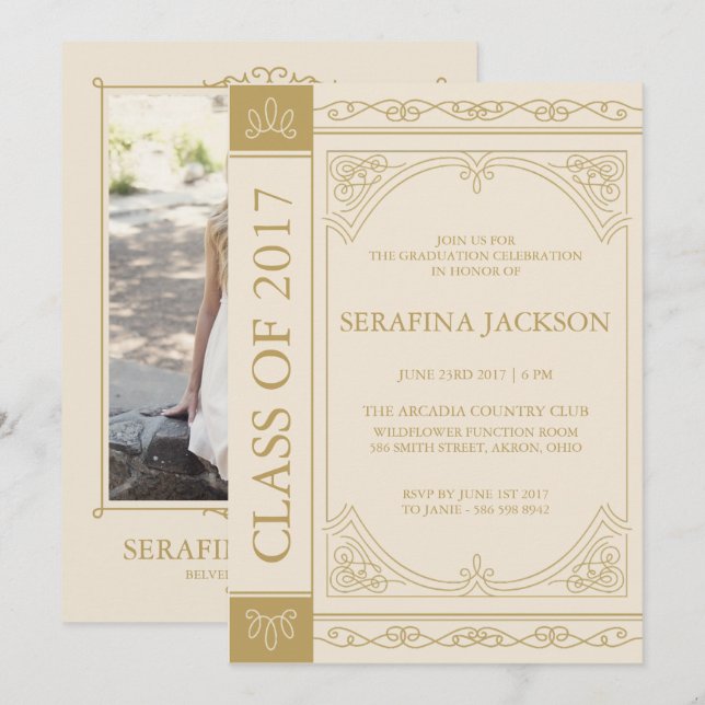 Invitación de graduado de color editable de la cub (Anverso / Reverso)