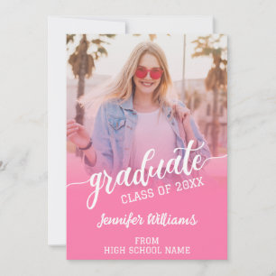 Invitación de Graduado de Foto Graduada Rosa