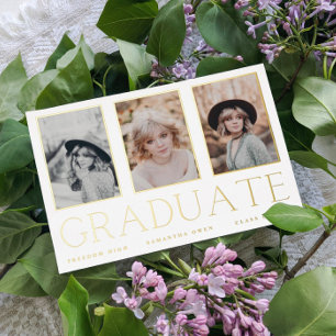 INVITACIÓN DE GRADUADO DE RELIEVE METALIZADO DORAD