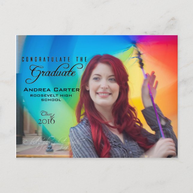 Invitación de graduado Postcard/Invitar Photo Inse (Anverso)