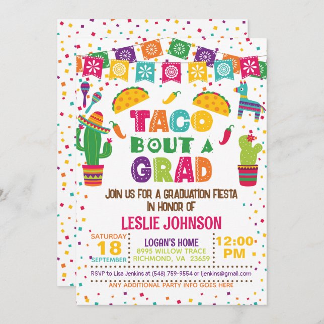 Invitación de Graduado Taco (Anverso / Reverso)