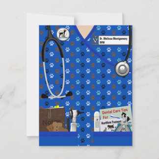 Invitación De Graduado Veterinario En Azul Patrón