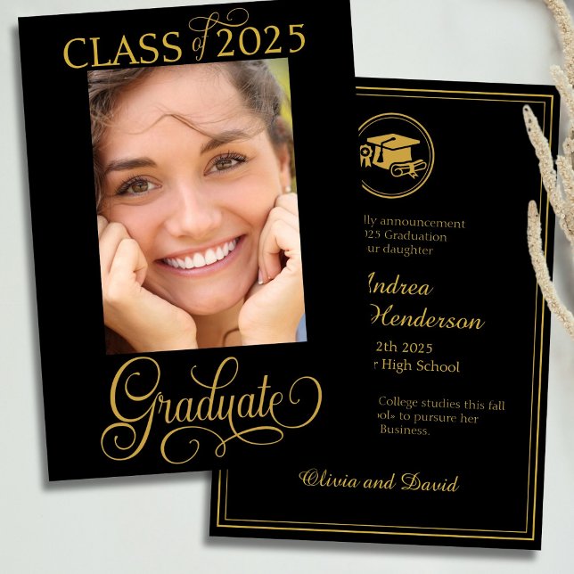 Invitación de graduados con guión elegante (Subido por el creador)
